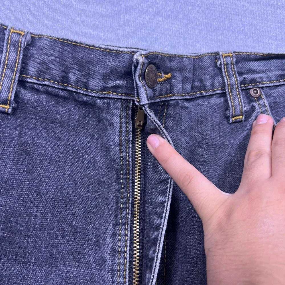 Vintage Mens Gray Wash Denim Jeans 36x30 Straight Leg‎ Made in USA Casual